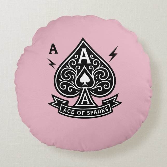 Stylised Ace of Spades — Art-Deco Vector Emblem Round Cushion (Front)