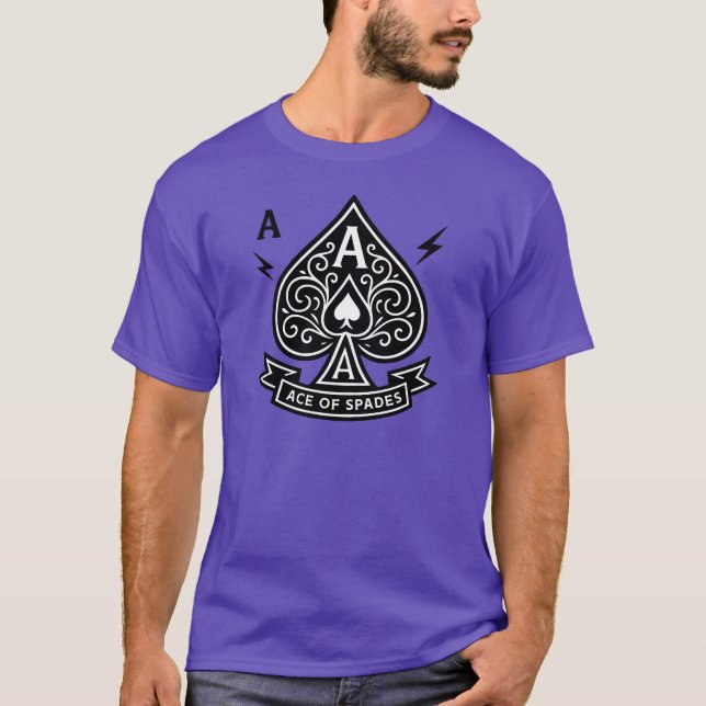 Stylised Ace of Spades — Art-Deco Vector Emblem T-Shirt (Front)