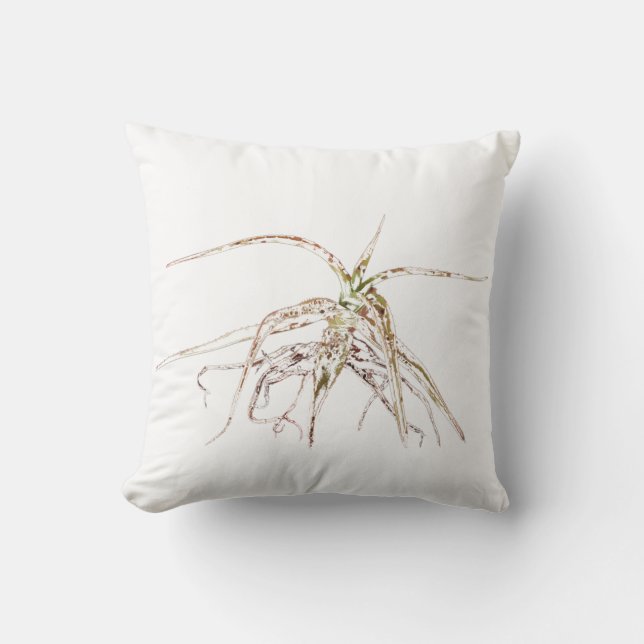 Stylised Aloe Succulent Plant Cushion Throw Pillow (Front)