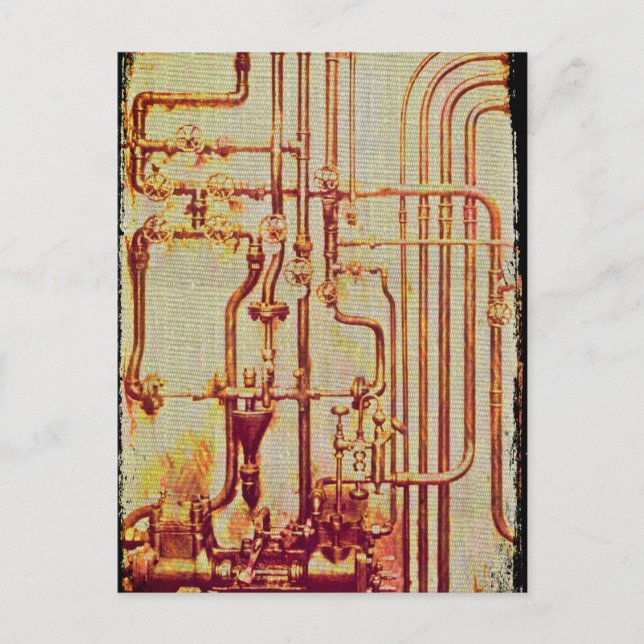 Stylised Antique Wall Pipes Postcard (Front)