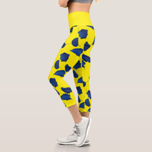 Stylised Apricot Tree Leaf Texture Print Leggings