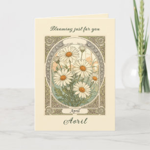 Stylised April Daisy Birth Month Flower Card