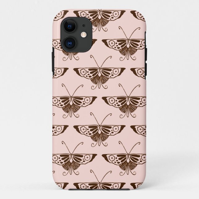 Stylised Art Deco butterfly - chocolate and peach Case-Mate iPhone Case (Back)