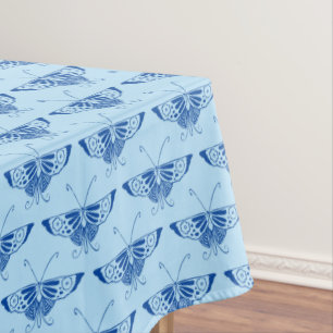 Stylised Art Deco butterfly  - cobalt and pale blu Tablecloth