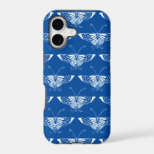 Stylised Art Deco butterfly, cobalt blue and white