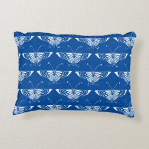 Stylised Art Deco butterfly, cobalt blue and white Decorative Cushion