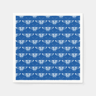 Stylised Art Deco butterfly, cobalt blue and white Napkin