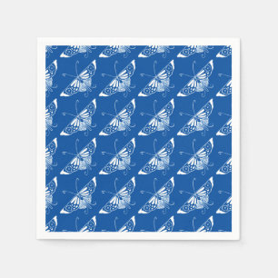 Stylised Art Deco butterfly, cobalt blue and white Napkin