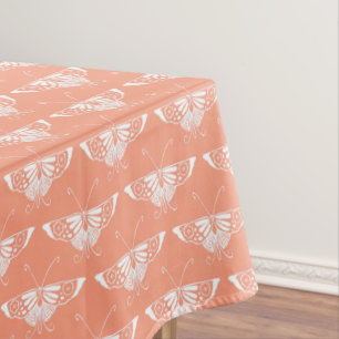 Stylised Art Deco butterfly  - coral orange Tablecloth