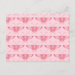 Stylised Art Deco butterfly - coral pink Postcard