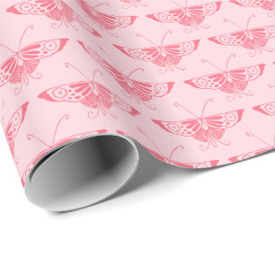 Stylised Art Deco butterfly - coral pink Wrapping Paper