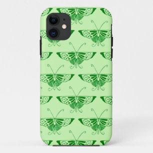 Stylised Art Deco butterfly - emerald green iPhone 11 Case