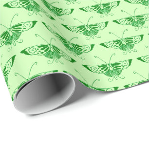 Stylised Art Deco butterfly - emerald green Wrapping Paper