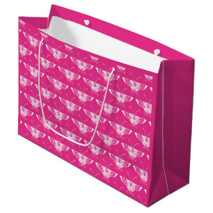 Stylised Art Deco butterfly  - fuchsia pink Large Gift Bag