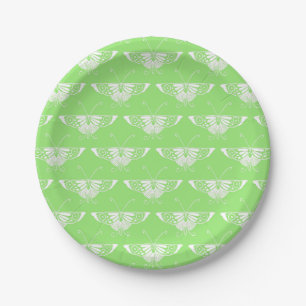 Stylised Art Deco butterfly - lime green Paper Plate