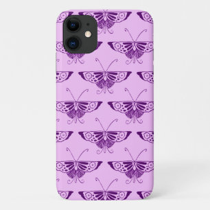 Stylised Art Deco butterfly - purple and orchid iPhone 11 Case
