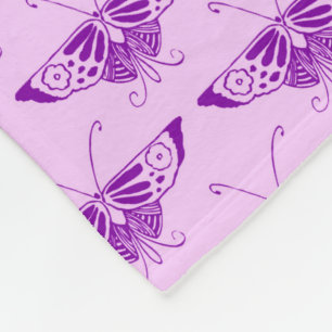 Stylised Art Deco butterfly - purple and orchid Fleece Blanket