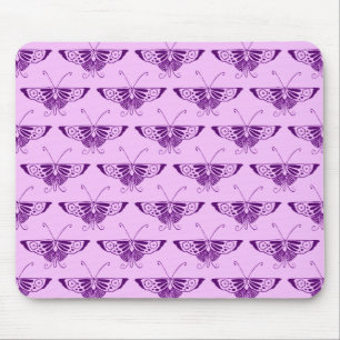 Stylised Art Deco butterfly - purple and orchid Mouse Mat