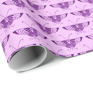 Stylised Art Deco butterfly - purple and orchid Wrapping Paper