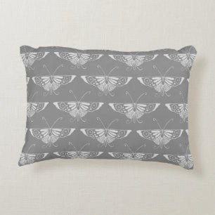 Stylised Art Deco butterfly, shades of grey / grey Decorative Cushion