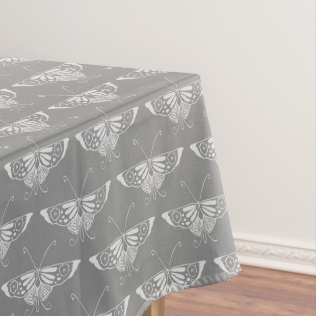 Stylised Art Deco butterfly, shades of grey / grey Tablecloth (In Situ)