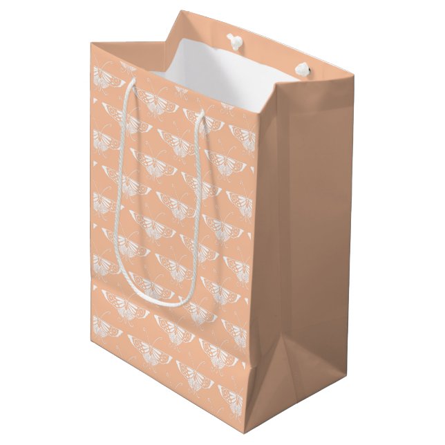 Stylised Art Deco butterfly  - soft peach Medium Gift Bag (Front Angled)