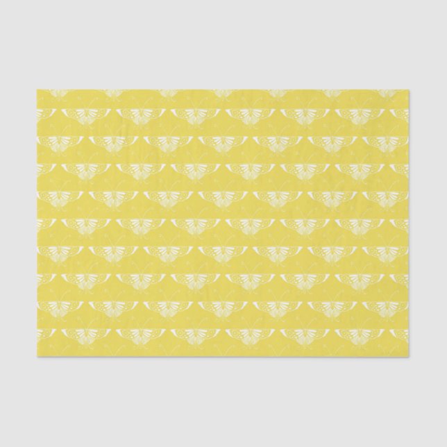 Stylised Art Deco butterfly - yellow and white Tissue Paper (Front)