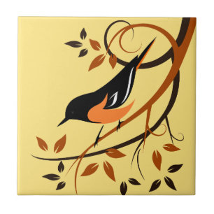 Stylised Baltimore Oriole Art Tiles