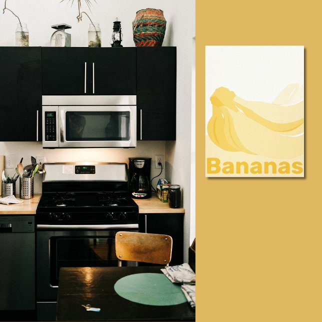 Stylised Bananas Yellowish-White Kitchen Wall  Canvas Print (Stylized Bananas Yellowish-White Kitchen Wall Canvas Print)