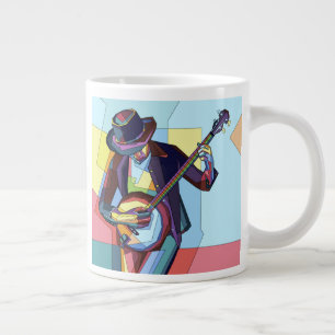 Stylised Banjo Player, Musician's Large Coffee Mug