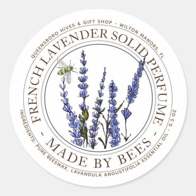 Stylised Bee Lavender Solid Perfume Editable Label (Front)