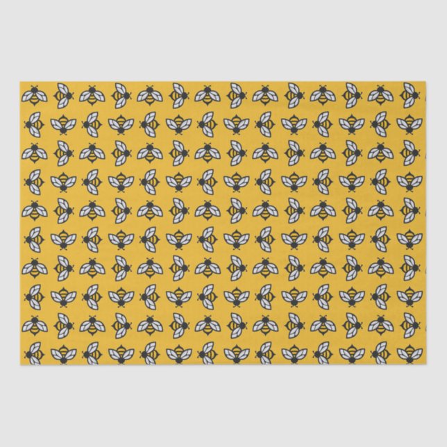 Stylised bees on Provence Yellow Background  Tissue Paper (Front)