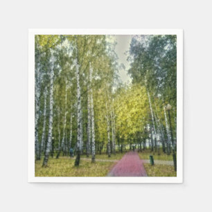 Stylised Birch Trees Painting Paper Napkin
