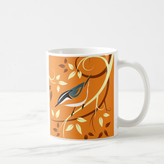 Stylised Bird Art - Nuthatch Coffee Mug (Right)