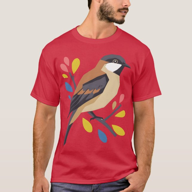 Stylised bird Nature modern colours ornithology T-Shirt (Front)