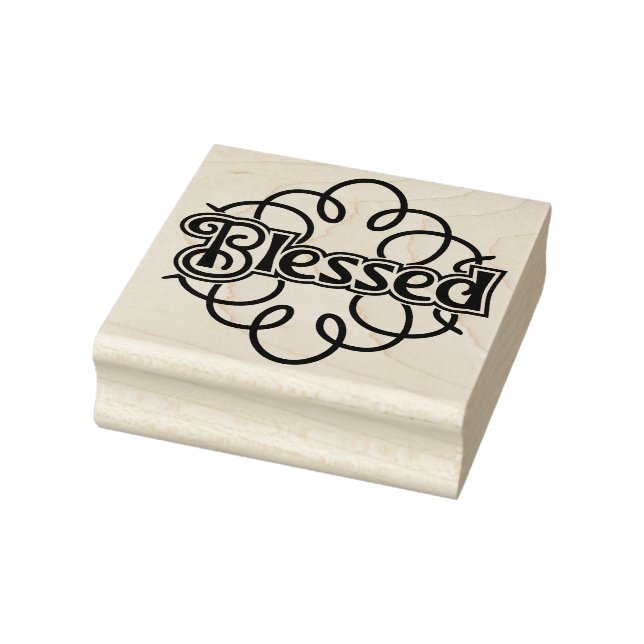 Stylised Blessed Christmas Square Wood Rubber Stamp (Stamp)
