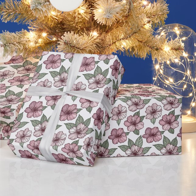 Stylised Blossoms — Premium Modern Vector Florals Wrapping Paper (Holidays)