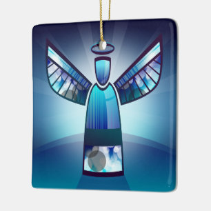 Stylised Blue Angel Ceramic Ornament