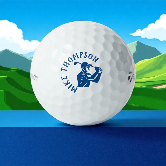 Stylised Blue Golf Player with Name  Balls (Creator Uploaded)