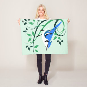 Stylised Blue Jay Gifts Fleece Blanket