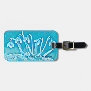 Stylised Blue Snowdrops Luggage Tag
