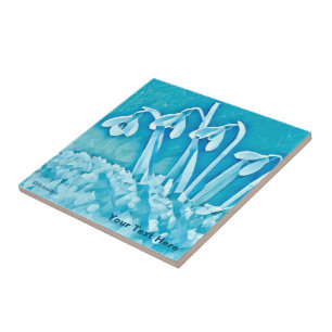 Stylised Blue Snowdrops Tile