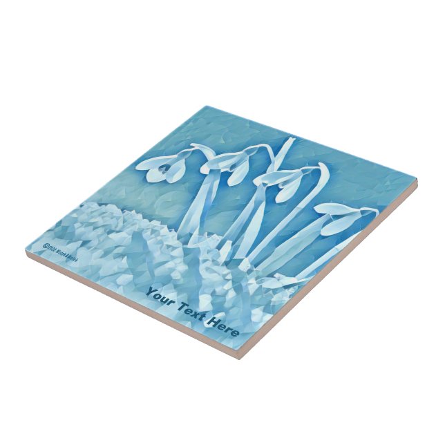 Stylised Blue Snowdrops Tile (Side)