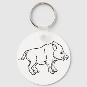 Stylised boar illustration key ring