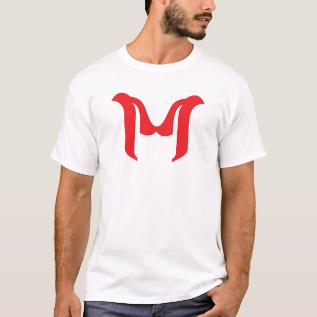 Stylised Bold Geometric Red Letter M T-Shirt (Front)