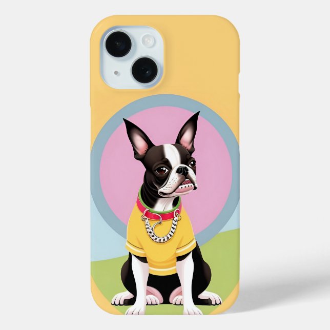Stylised Boston Terrier Wearing Yellow Shirt Case-Mate iPhone Case (Back)