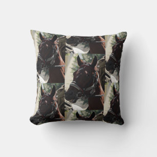 Stylised Brown Horse Head Pattern Cushion