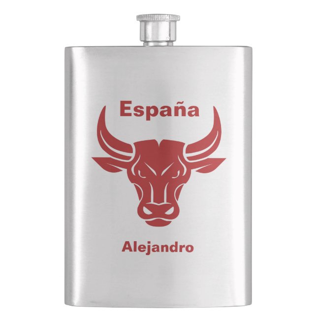 Stylised Bull custom name & text flask (Front)