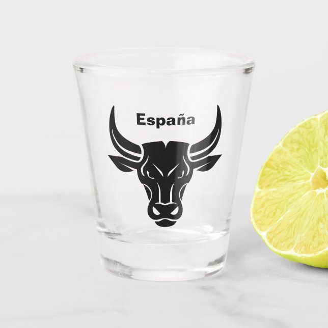Stylised Bull custom text shot glass (Front)