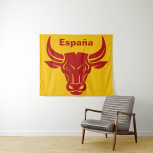 Stylised Bull custom text tapestry
